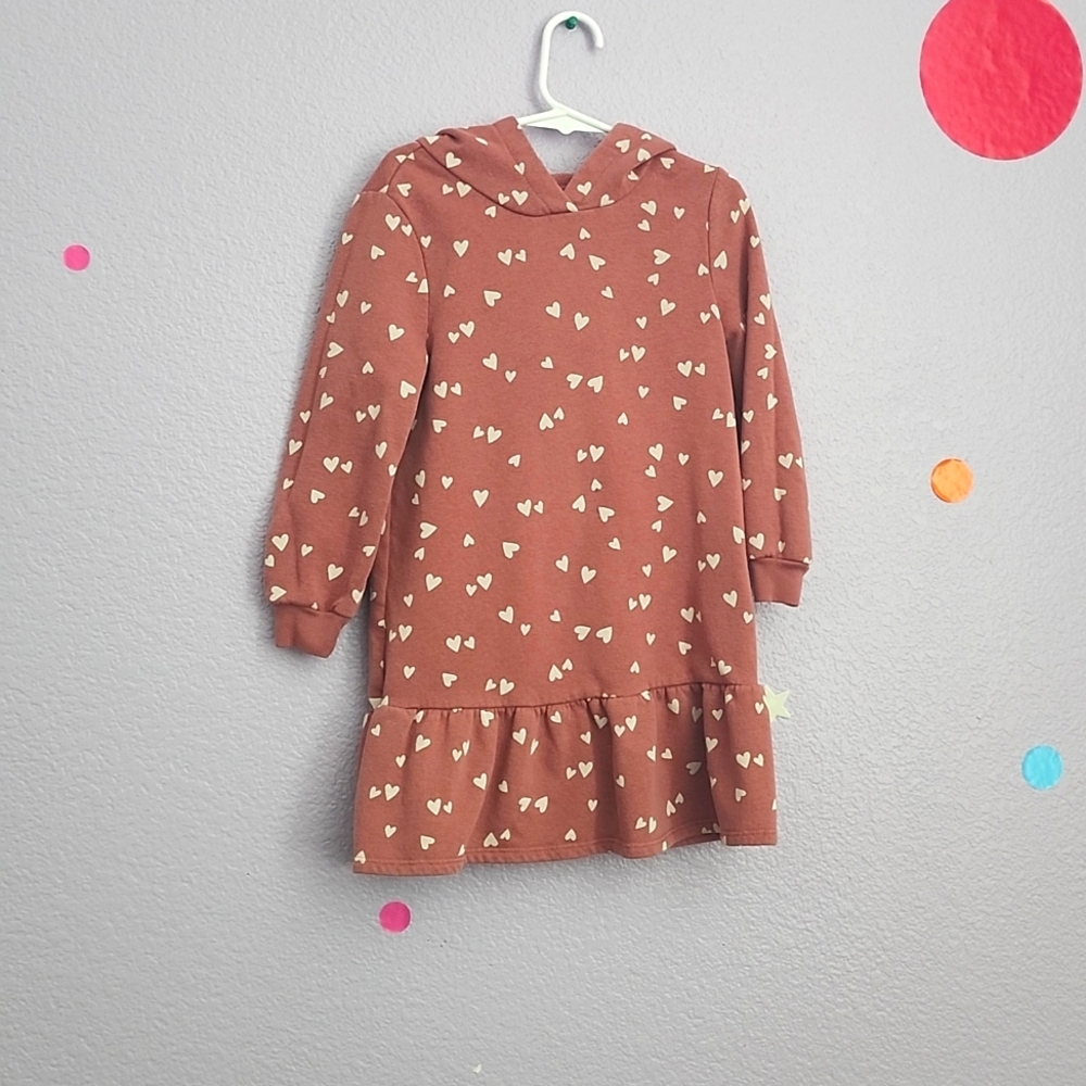 Hooded Patterned Sweatshirt Dress size 5T